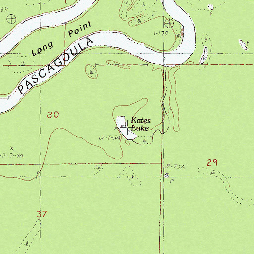 Topographic Map of Kates Lake, MS