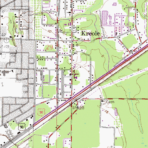 Topographic Map of Kreole Christian Academy, MS