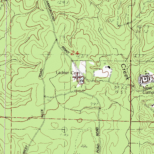 Topographic Map of Ladner Cemetery, MS