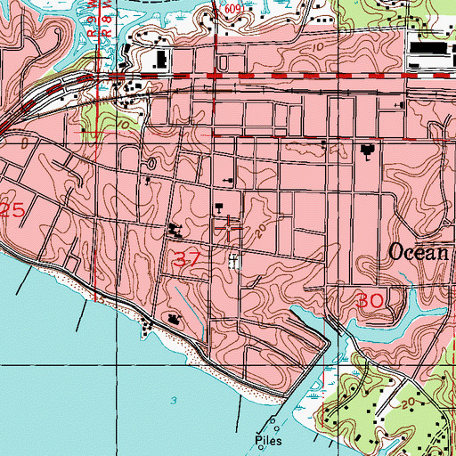 Topographic Map of Little Childrens Park, MS