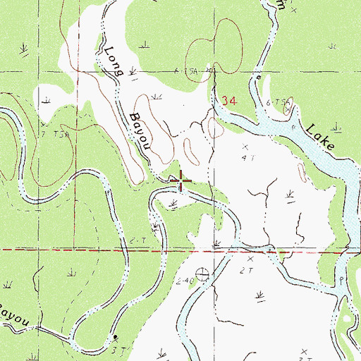 Topographic Map of Long Bayou, MS