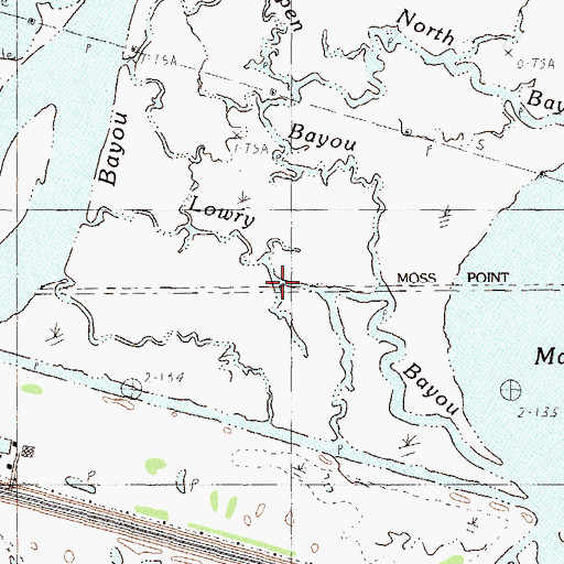 Topographic Map of Lowry Bayou, MS