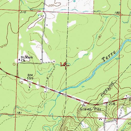 Topographic Map of Township of Redland, AR