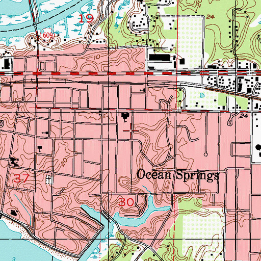 Topographic Map of Magnolia Avenue Church of Christ, MS