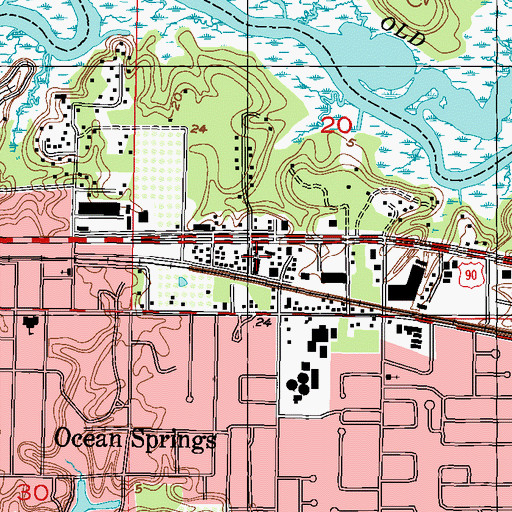 Topographic Map of Magnolia Park Elementary School, MS