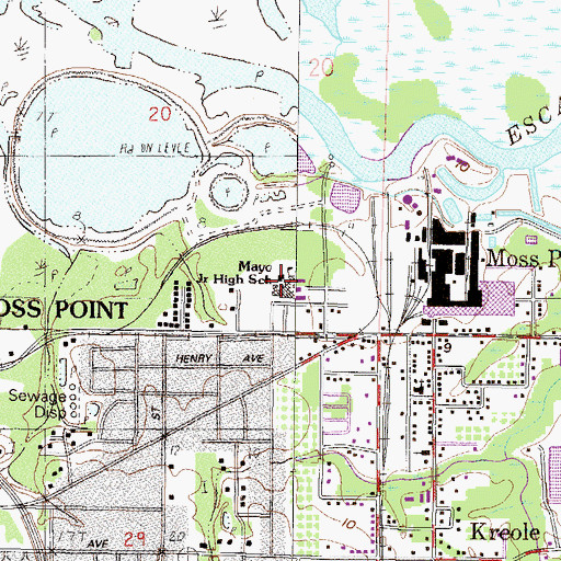 Topographic Map of Mayo Junior High School, MS