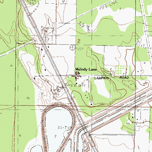Topographic Map of Melody Lane Church, MS