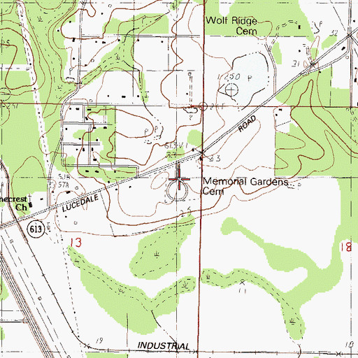 Topographic Map of Memorial Gardens Cemetery, MS