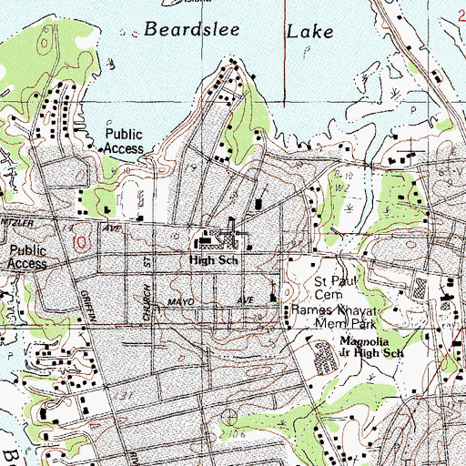 Topographic Map of Moss Point High School, MS