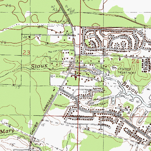 Topographic Map of North Gautier Baptist Church, MS