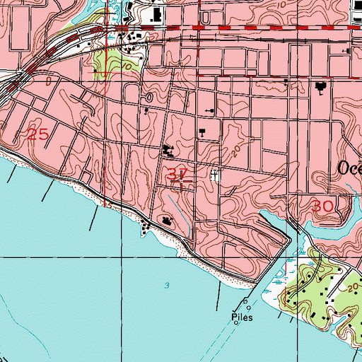 Topographic Map of Ocean Springs Presbyterian Church, MS