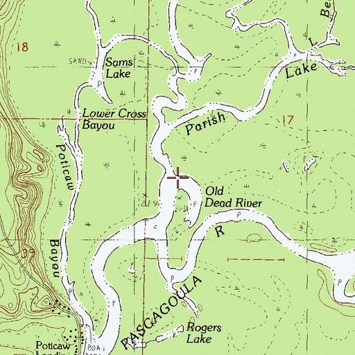 Topographic Map of Old Dead River, MS