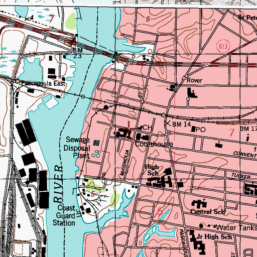 Topographic Map of Our Lady of Victories School, MS