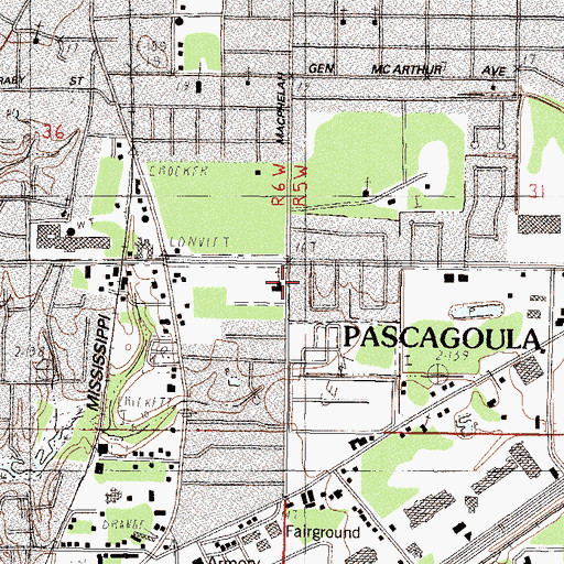 Topographic Map of Parkway Baptist Church, MS
