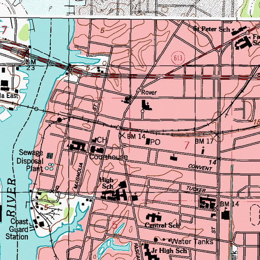 Topographic Map of Pascagoula Library, MS