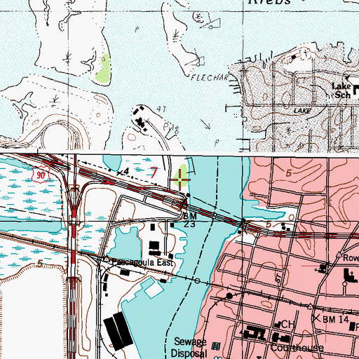Topographic Map of Pascagoula River Front Park, MS