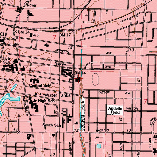 Topographic Map of Pascagoula Vocational Technical Training Center, MS
