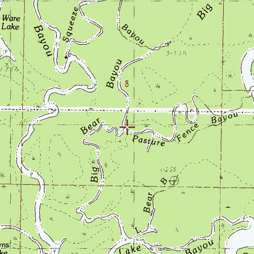 Topographic Map of Pasture Fence Bayou, MS