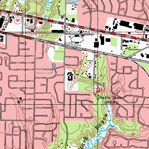 Topographic Map of Pecan Park Elementary School, MS