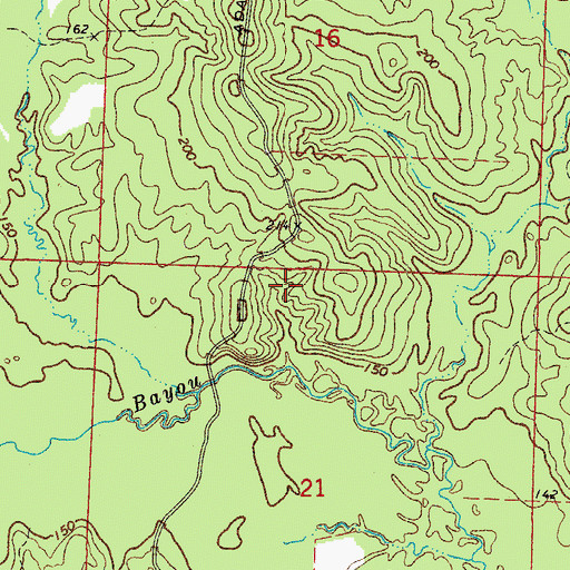 Topographic Map of Township of Bragg, AR