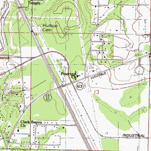 Topographic Map of Pinecrest Baptist Church, MS