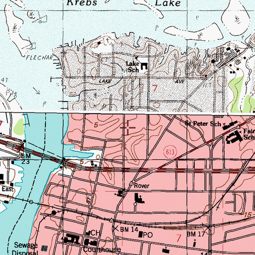 Topographic Map of Pine Street Park, MS