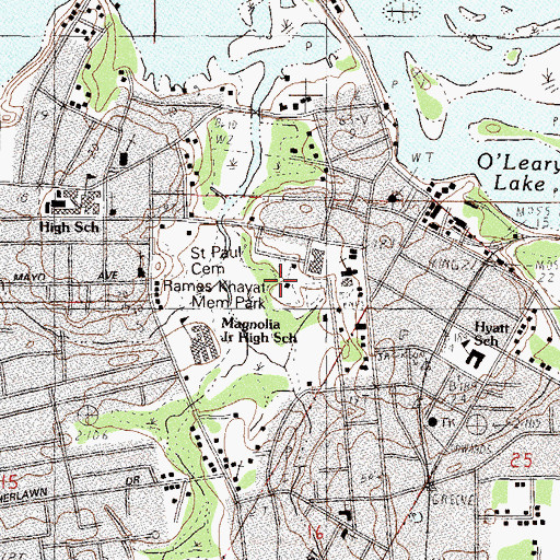Topographic Map of Rames Khayat Memorial Park, MS