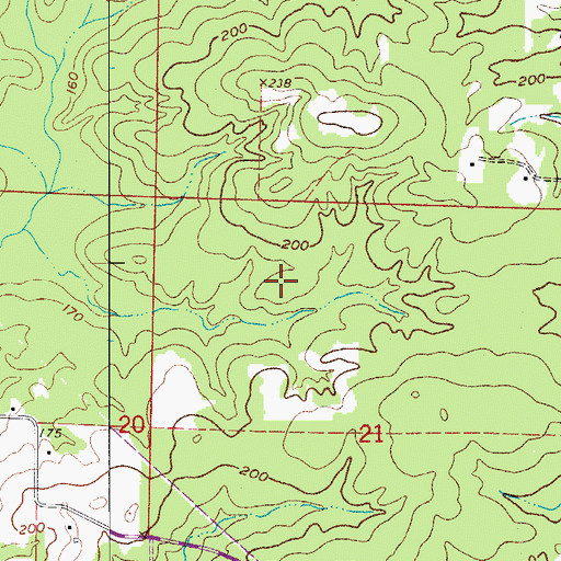 Topographic Map of Township of Bridge Creek, AR