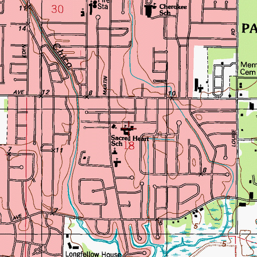 Topographic Map of Sacred Heart School, MS