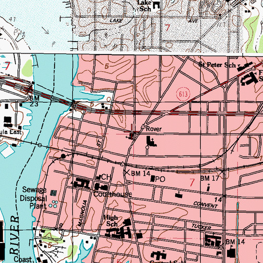 Topographic Map of Saint Johns Episcopal Church, MS