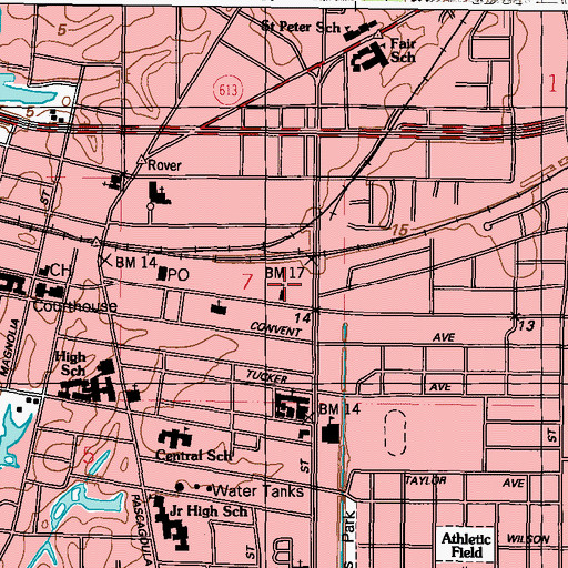 Topographic Map of Saint Mark United Methodist Church, MS