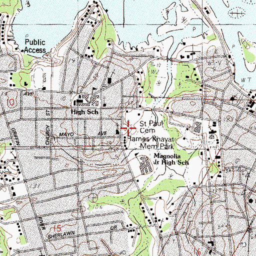 Topographic Map of Saint Paul Cemetery, MS