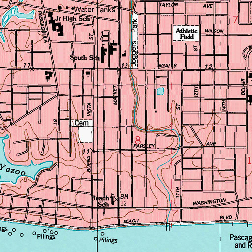 Topographic Map of Saint Peters Baptist Church, MS