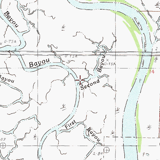Topographic Map of Second Bayou, MS