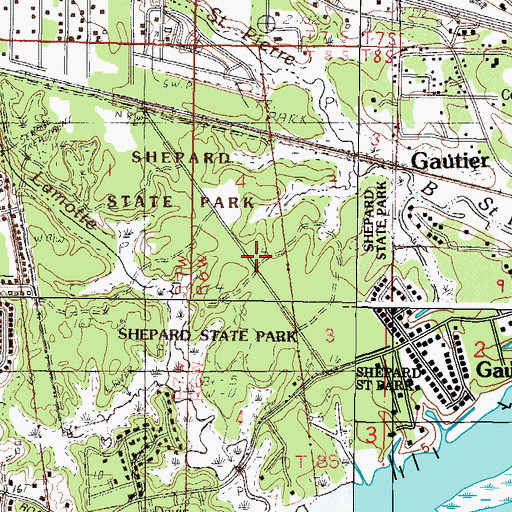 Topographic Map of Shepard State Park, MS
