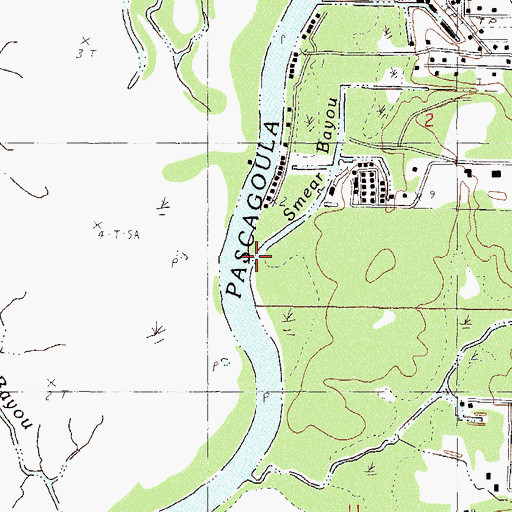 Topographic Map of Smear Bayou, MS