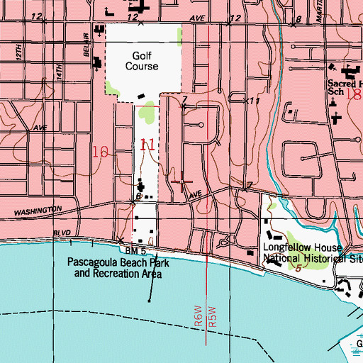 Topographic Map of South Pascagoula, MS