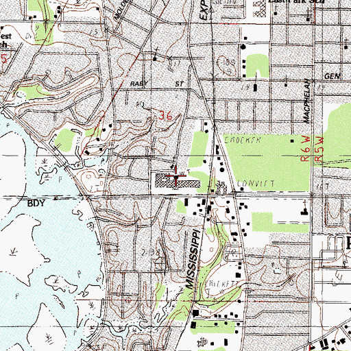 Topographic Map of Southgate Shopping Center, MS