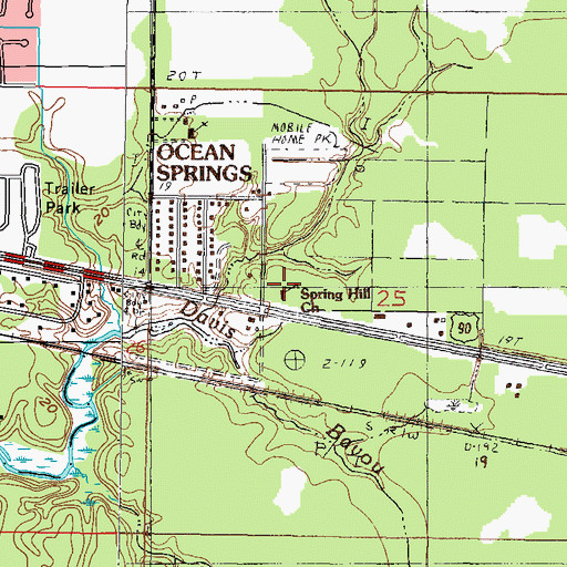 Topographic Map of Spring Hill Church, MS