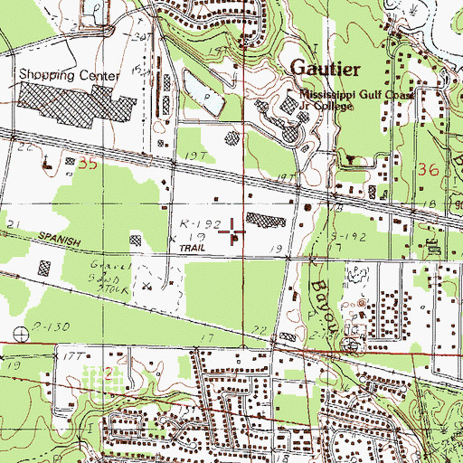 Topographic Map of Tabernacle Baptist Church of Gautier, MS