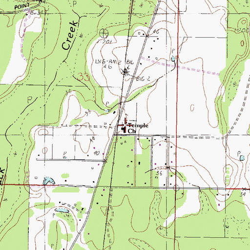 Topographic Map of Temple Baptist Church, MS