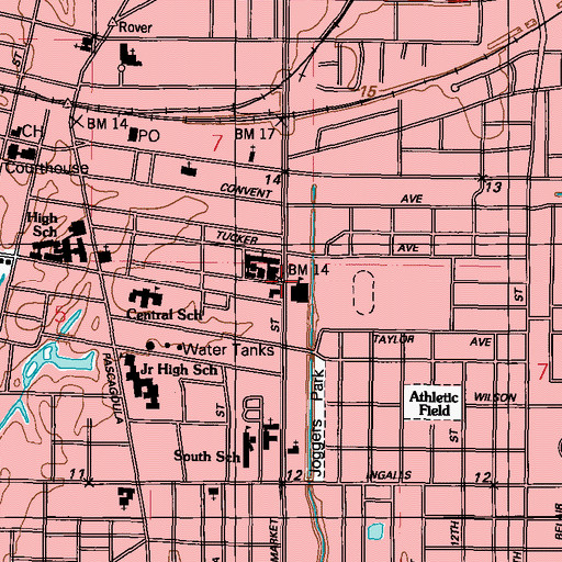 Topographic Map of Union Baptist Church, MS