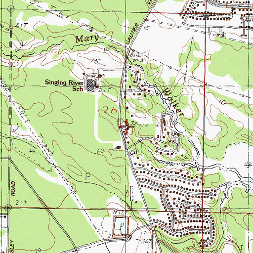 Topographic Map of United Pentecostal Church of Gautier, MS