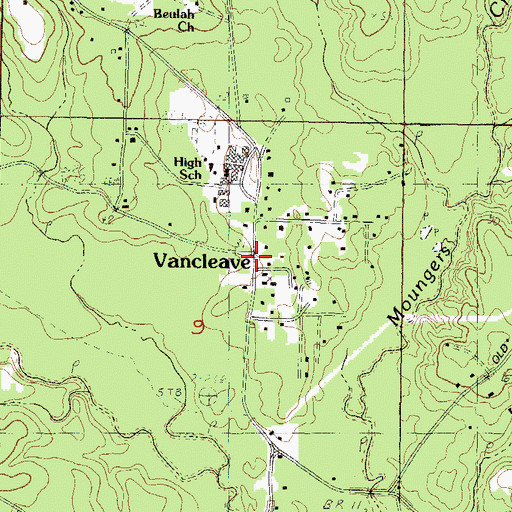 Topographic Map of Vancleave, MS