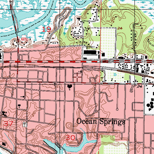 Topographic Map of Vermont Street Park, MS