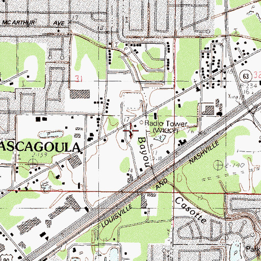 Topographic Map of Wesley Independent Methodist Church, MS