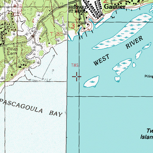 Topographic Map of West River, MS
