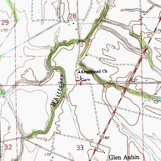 Topographic Map of Armistead Cemetery, MS