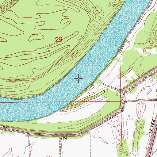 Topographic Map of Bend of Island Number Sixty Three, MS