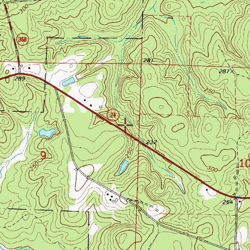 Topographic Map of Township of Red Hill, AR